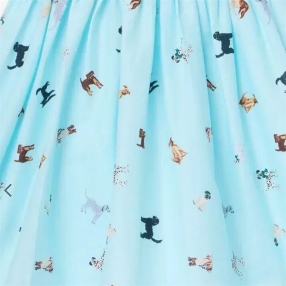 Janie and Jack, The Dog Icon Collared Dress in Breezy Blue Dog Friends, Girl’s 7 - Picture 3 of 8